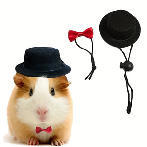 Small Pet Clothing Black Hat and Red Tie